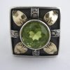 Hans Rudi Hofer, peridot and diamond set 800 standard silver and gold Arts and Crafts ring, German, circa 1930  SOLD (Ref S058)