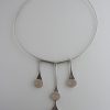 Tri Star, rose quartz set triple silver pendant drop with neck ring, London 1975 (Ref S102) SOLD - Image 2