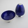 Anton Michelsen, silver and royal blue enamelled open salt and pepper pot, Denmark, circa 1968 SOLD