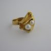 Bjorn Weckström, for Lapponia, 18 carat gold 'Broken Leaf' cultured pearl set ring, Finland, 1969 (Ref S181) SOLD