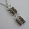 Elis Kauppi for Kupittaan Kulta, silver moss agate double drop pendant on chain, Finland, circa 1975 SOLD