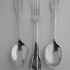 George Edward Hunt, pair of Arts and Crafts silver modernist tablespoons with a matching fork, Chester 1937 (Ref S272)