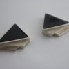 Kulta ja Hopeateos Oy, pair of silver spectrolite set ear studs, Finland, circa 1980 (Ref S313) SOLD