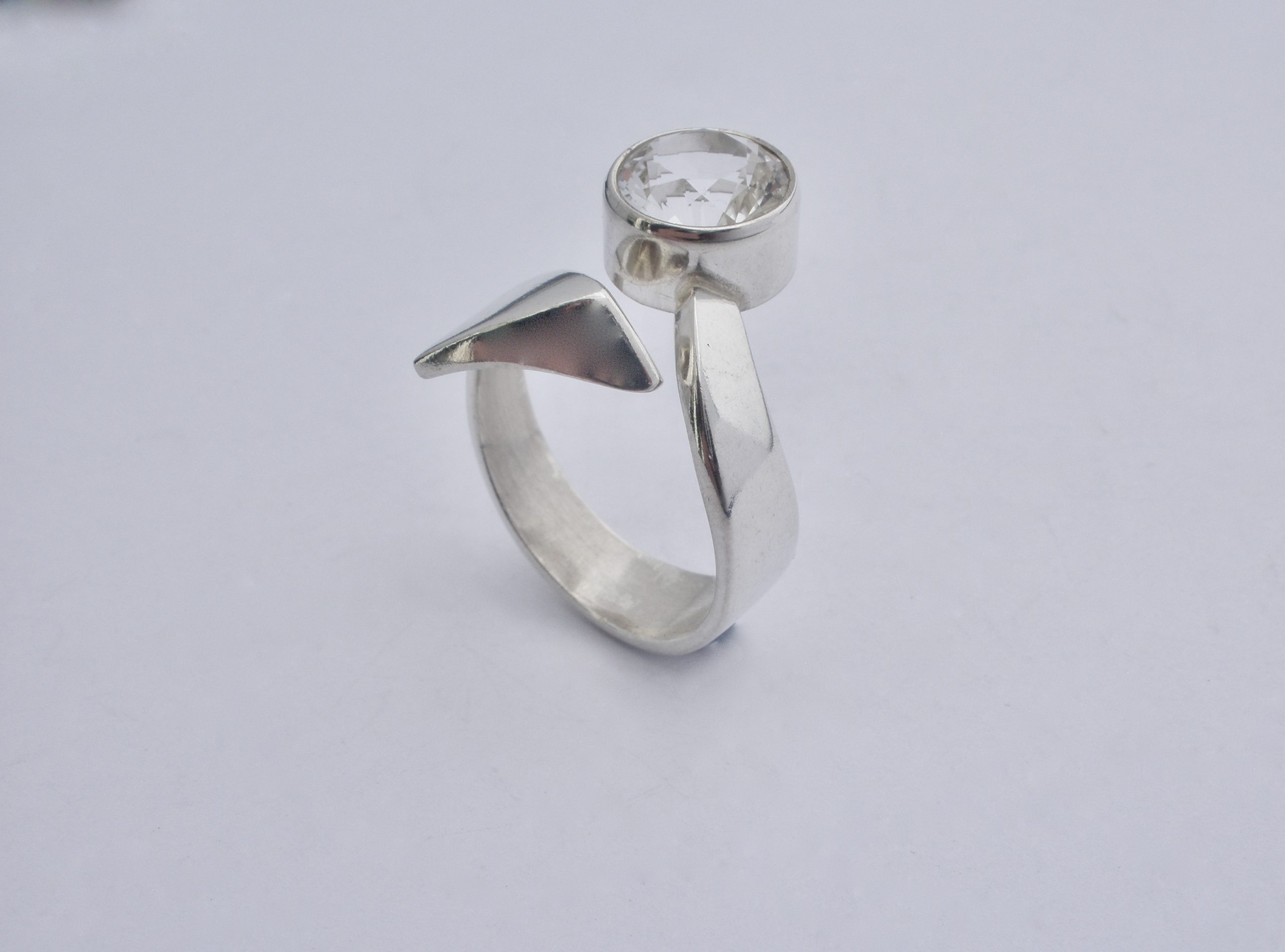 Niels Erik From, rock crystal set silver ring, Denmark, circa 1990 (Ref ...