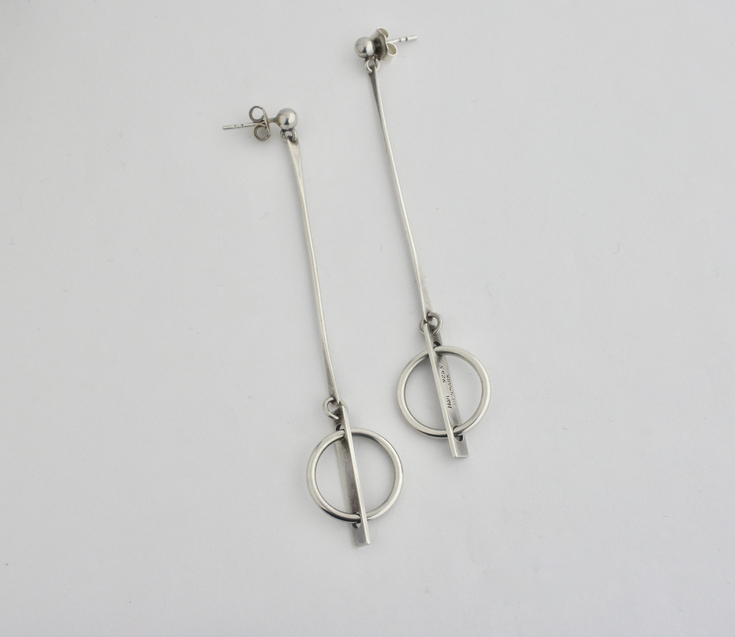 Bent Exner for Hans Hansen, rare pair of silver drop earrings, Denmark ...