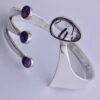 Jan Lundgren (1934-2017), amethyst and tourmalinated quartz set silver bangle, Sweden, 1961 (Ref S555) SOLD - Image 4