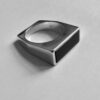 Arne Johansen, black onyx set silver ring, Denmark, 1975 London import mark (Ref 576) SOLD - Image 2