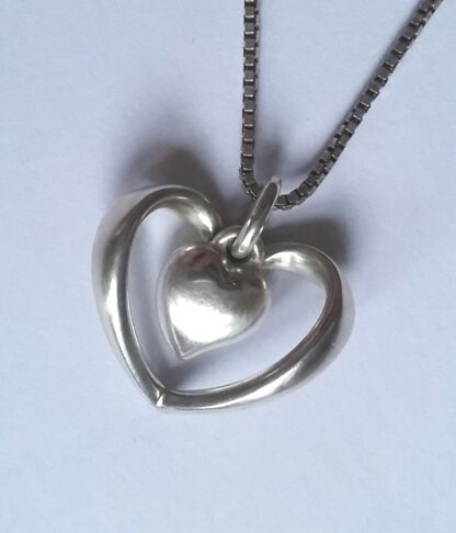 Ole Kortzau for Georg Jensen, silver 'Lovely' heart Artist Pendant of the Year on a chain, Denmark, 2005 (Ref S589a) SOLD