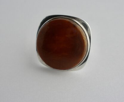 Bent Knudsen, Baltic amber set silver ring, Denmark, 1968 London import mark (Ref S698) SOLD - Image 4