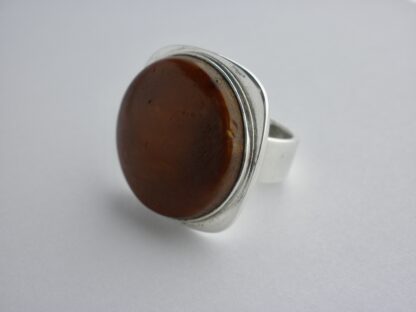 Bent Knudsen, Baltic amber set silver ring, Denmark, 1968 London import mark (Ref S698) SOLD - Image 5