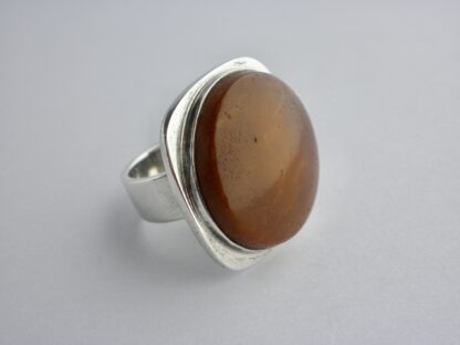 Bent Knudsen, Baltic amber set silver ring, Denmark, 1968 London import mark (Ref S698) SOLD