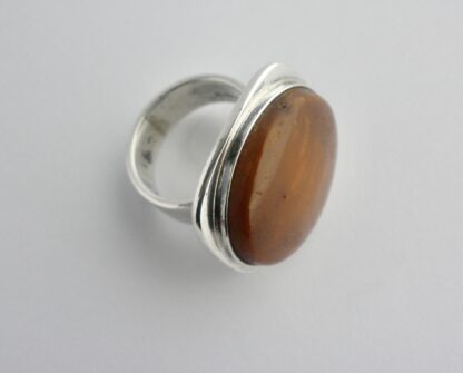 Bent Knudsen, Baltic amber set silver ring, Denmark, 1968 London import mark (Ref S698) SOLD - Image 2