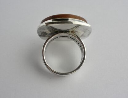 Bent Knudsen, Baltic amber set silver ring, Denmark, 1968 London import mark (Ref S698) SOLD - Image 6