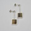 Arne Johansen, pair of square tiger eye set silver drop earrings, Denmark, circa 1975 (Ref S713) SOLD