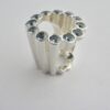 Aremo of Mauritius, blue cubic zirconia set heavy silver 'Halo' ring, 2007 (Ref S715) SOLD - Image 2