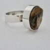 Arne Johansen (attributed), tiger eye set silver ring, Denmark, 1972 London import mark (Ref S753HH) - Image 2