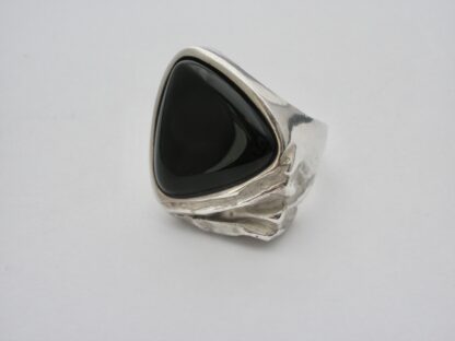 Niels Erik From, black onyx set silver ring, Denmark, 1988 London import mark (Ref S748) SOLD