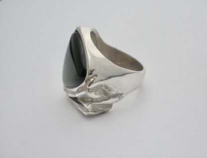 Niels Erik From, black onyx set silver ring, Denmark, 1988 London import mark (Ref S748) SOLD - Image 6