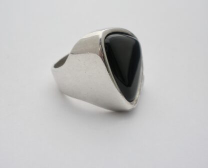 Niels Erik From, black onyx set silver ring, Denmark, 1988 London import mark (Ref S748) SOLD - Image 5