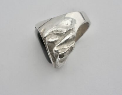 Niels Erik From, black onyx set silver ring, Denmark, 1988 London import mark (Ref S748) SOLD - Image 3