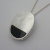 Arne Johansen, black onyx mounted silver pendant on chain, Denmark, 1978 London import marks (Ref S759) SOLD