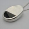 Arne Johansen, black onyx mounted silver pendant on chain, Denmark, 1978 London import marks (Ref S759) SOLD - Image 2