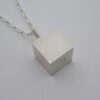 Arne Johansen, silver minimalist cube pendant on chain, Denmark, circa 1970 (Ref S792) SOLD