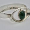 Niels Erik From, green agate set silver bangle, Denmark, 1974 London import mark (Ref S803) SOLD