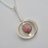 Niels Erik From, rhodochrosite set silver pendant on chain, Denmark, 1978 London import mark (Ref S804) SOLD