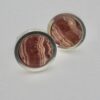 Arne Johansen, pair of rhodochrosite set silver ear studs, Denmark, circa 1975 (Ref S813) SOLD - Image 2