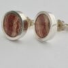 Arne Johansen, pair of rhodochrosite set silver ear studs, Denmark, circa 1975 (Ref S813) SOLD