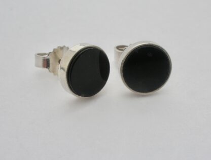 Niels Erik From, pair of round black onyx ear studs, Denmark, circa 1975 (Ref S814) SOLD