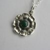 Niels Erik From, green agate set silver flower head pendant on a chain, Denmark, circa 1980 (Ref S834) SOLD