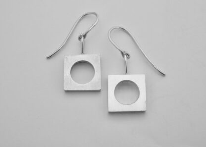 Arne Johansen, pair of silver minimalist cut out drop earrings, Denmark, circa 1970 (Ref S865) SOLD