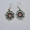 Niels Erik From, pair of rose quartz set silver flower head drop earrings, Denmark, circa 1980 (Ref S842) SOLD