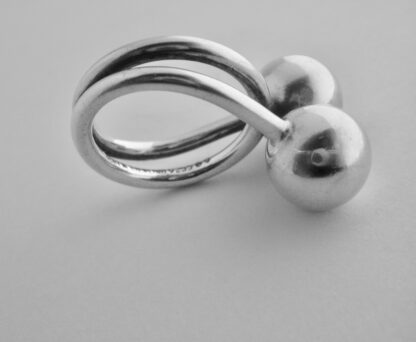 Bent Knudsen, silver double bead and wire ring, Denmark, circa 1970 (Ref S967) SOLD - Image 6