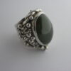 Michael Allen Bolton, nephrite jade and garnet silver ring, London 1975 (Ref S+16) SOLD - Image 3