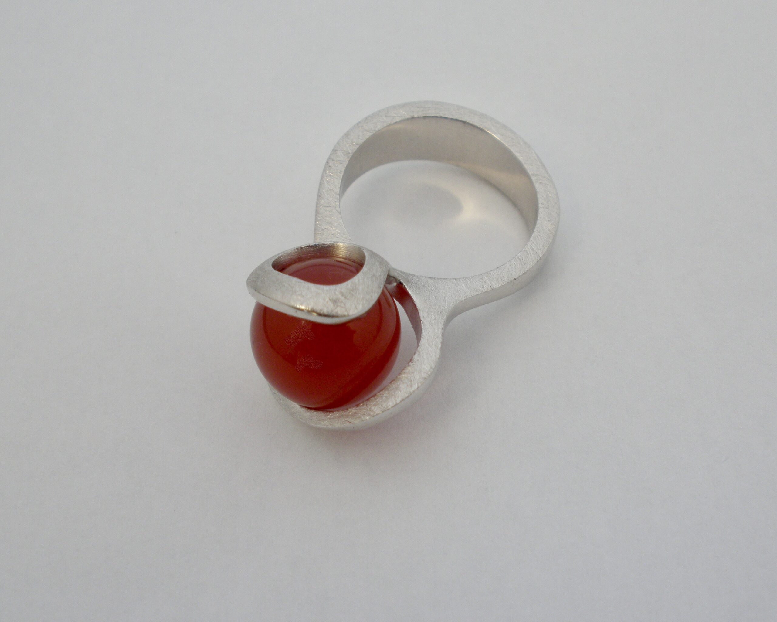 Daniel Vior, silver and carnelian bead set ‘Oblade’ silver ring ...