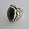 Michael Allen Bolton, nephrite jade and garnet silver ring, London 1975 (Ref S+16) SOLD