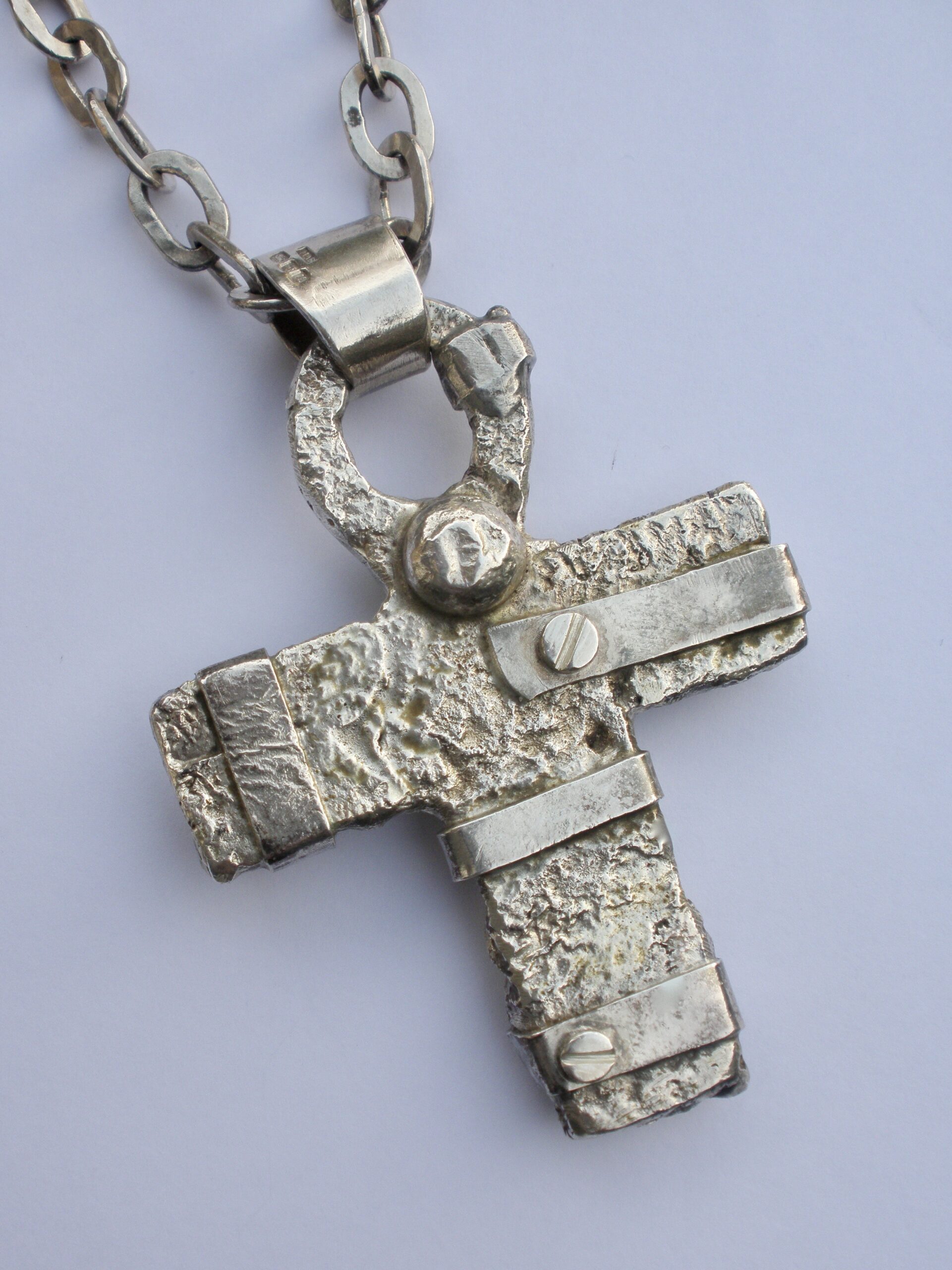 Michael Allen Bolton, silver and gold cross/Ankh pendant on chain ...