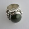 Michael Allen Bolton, nephrite jade and garnet silver ring, London 1975 (Ref S+16) SOLD - Image 2