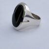 Niels Erik From, black onyx set silver ring, Denmark, 1987 London import mark (Ref S+209) - Image 2