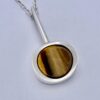 Niels Erik From, tiger eye set silver pendant on chain, Denmark, circa 1975 (Ref S+232) SOLD