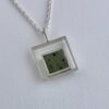 Arne Johansen, nephrite jade set silver pendant on chain, Denmark, circa 1975 (Ref S+229) SOLD