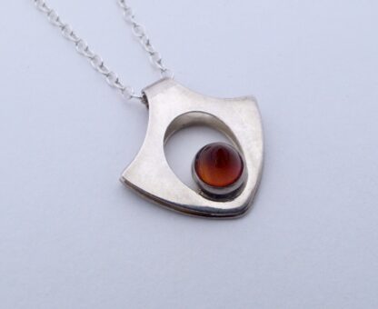 Kultaseppa Salovaara, carnelian set silver pendant on a chain, Finland, circa 1975 (Ref S+234) SOLD