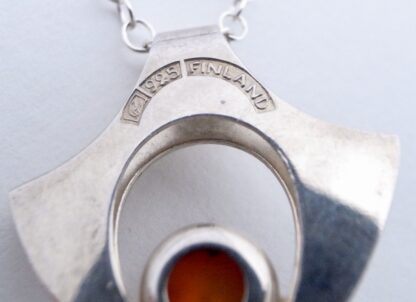 Kultaseppa Salovaara, carnelian set silver pendant on a chain, Finland, circa 1975 (Ref S+234) SOLD - Image 5