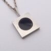 Arne Johansen, black onyx set silver minimalist pendant, Denmark, circa 1975 (Ref S+226)