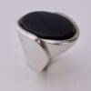 Niels Erik From, black onyx set silver ring, Denmark, 1986 London import mark (Ref S+221HH) SOLD