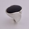 Niels Erik From, black onyx set silver ring, Denmark, 1986 London import mark (Ref S+221HH) SOLD - Image 3