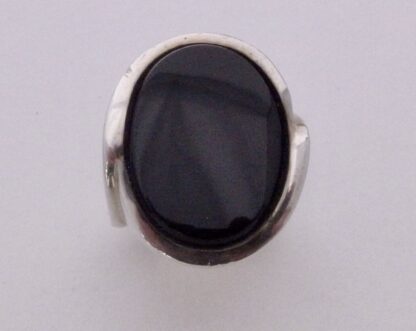 Niels Erik From, black onyx set silver ring, Denmark, 1986 London import mark (Ref S+221HH) SOLD - Image 4